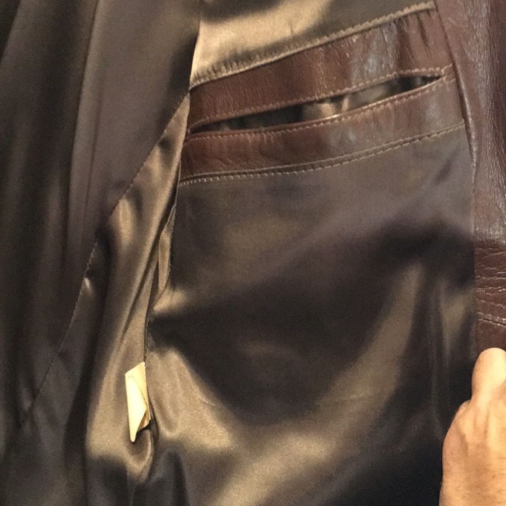 REED Leather lined brown dress Sport Coat Blazer hipster style retro Jacket L - Picture 5 of 10